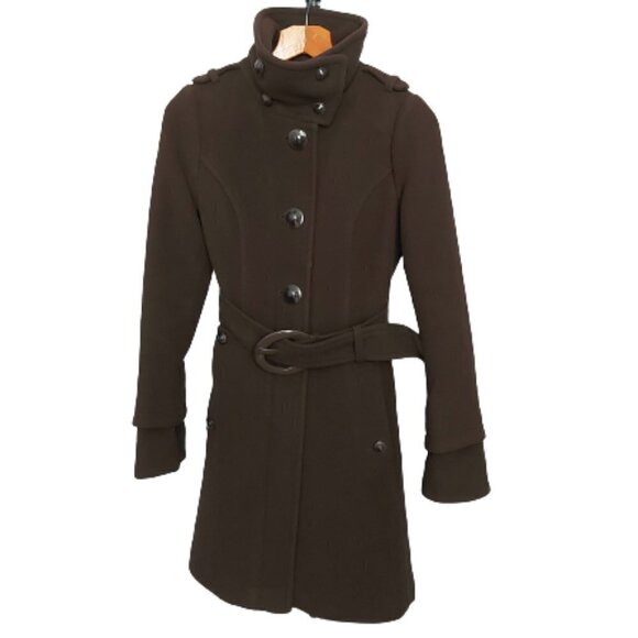 Brown Soia & Kyo Wool Blend Long Belted Coat - Picture 1 of 15